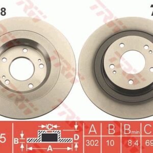 ARKA FREN AYNASI DOLU TİP P4008-C4 AIRCROSS 1.6-1.8 12   / MITSUBISHI ASX 1.6L 9HD DV6 DI-D GA7W 1 5-  302 çap x 5 bijon - Takım disk fiyatıdır