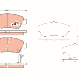 ÖN FREN BALATA BÜYÜK TİP HONDA CIVIC 1.6L B16A2 VTEC 16v 160hp EK 96-98 / 1.4L D14 3 kapı - H/B ES 01-05