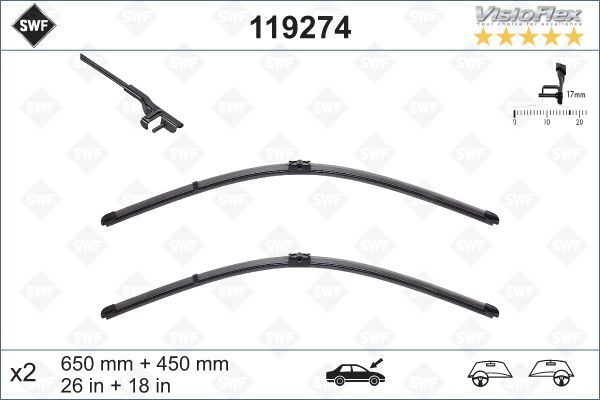 SILECEK SUPURGESI TAKIMI 650mm / 450mm BMW F10 F11 SWF