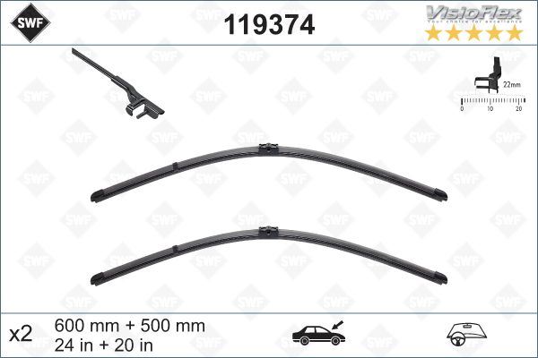 SILECEK SUPURGESI TAKIMI 600mm / 500mm BMW E70 E71 SWF