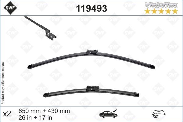 SİLECEK SÜPÜRGE TAKIMI PEUGEOT P508 II 09/18 DS9 20 SWF VisioFlex Flat Blade X2 650 430 mm 9823609180-9823609780