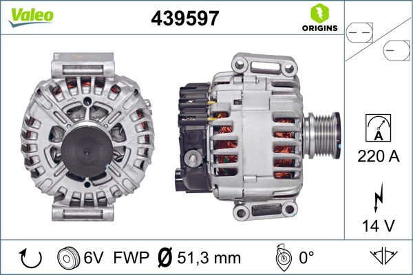 ALTERNATOR 14V 220A MERCEDES SPRINTER B906 06 09 A6461540802