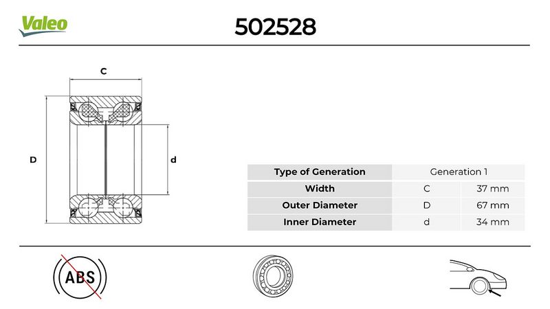 ÖN TEKER RULMANI CORSA C COMBO C 01 MERIVA A 03 TIGRA 04 34x67x37