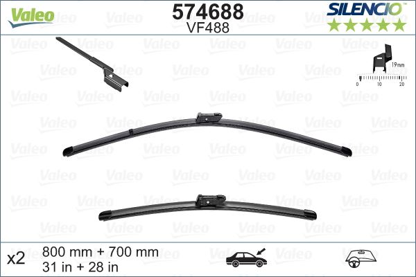 ÖN SİLECEK SÜPÜRGE TAKIMI 800-700mm OPEL ZAFIRA C 11 19 PEUGEOT P3008-P5008 09 CITROEN C4 SPACETO URER 18 Silencio X-TRM Flat Blade VM484 X2