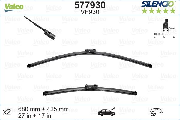 ÖN CAM SİLECEK SÜPÜRGESİ TAKIM GRANDLAND X-P3008-P5008-C5 AIRCROSS-DS7 16 VF930 X2 680 425MM X-TRM FLAT BLADE MUZ TİPİ