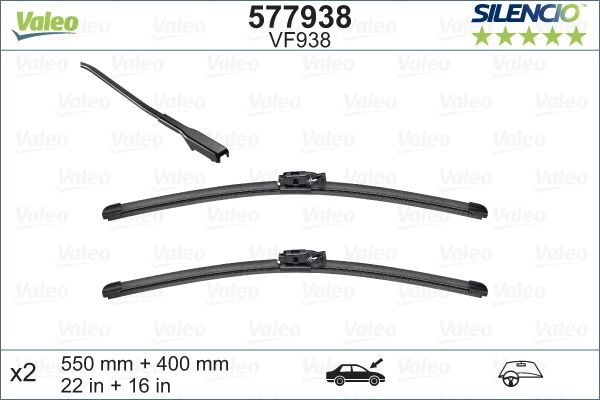 SİLENCİO VF938 X2 550 400MM ÖN LODGY-DOKKER SİLENCİO X-TRM FLAT BLADE MUZ TİPİ SİLECEK BİNEK