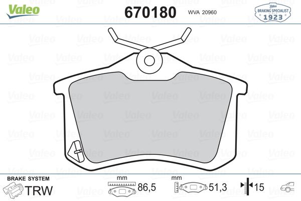 ARKA BALATA MGN II-LGN-GOLF III-IV-PASSAT III-POLO-C3-C4-P307-AUDI A3-A4 87x52.9x15mm 1H0698451F-4250.56-WVA20960