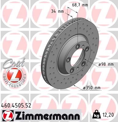 FREN DİSK DELİKLİ ON SAG PORSCHE CAYENNE 9YA 17 PANAMERA 971 16 350 MM - 34 MM 971615302-9Y0615302